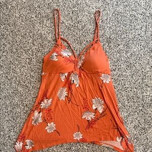American Rag Orange Floral Spaghetti Strap Top